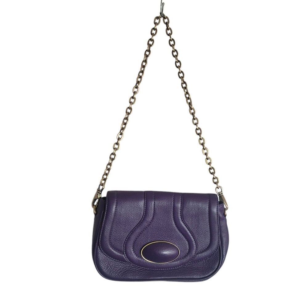 Helen Kaminski Australia Leather Flap Chain Link Shoulder Bag Purple Vintage